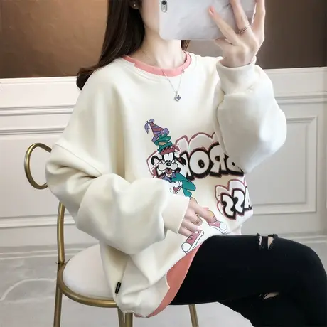 小个子卫衣女春秋韩版宽松原宿bf慵懒风薄款ins假两件上衣外套潮商品大图