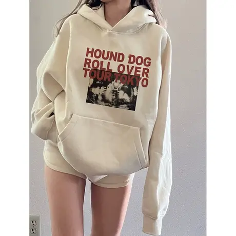 欧美风无帽卫衣女秋冬款加绒加厚情侣装vintage外套潮ins宽松上衣图片