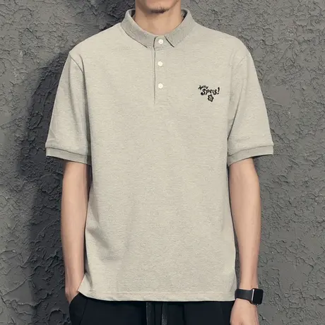 夏季刺绣男polo衫 2021新款简约休闲百搭港风潮牌短袖t恤时尚韩版商品大图