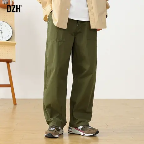 男士军绿色裤子男春夏潮牌宽松2023新款休闲裤纯棉百搭长裤直筒裤商品大图