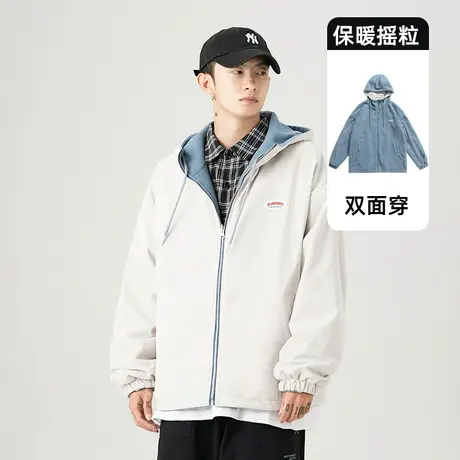 男士日系摇粒绒外套男潮高级感春秋款2023新款休闲运动两面穿夹克商品大图
