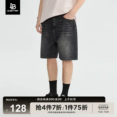 Lilbetter烟灰色牛仔短裤男宽松夏季裤子美式高街五分裤潮牌中裤商品大图