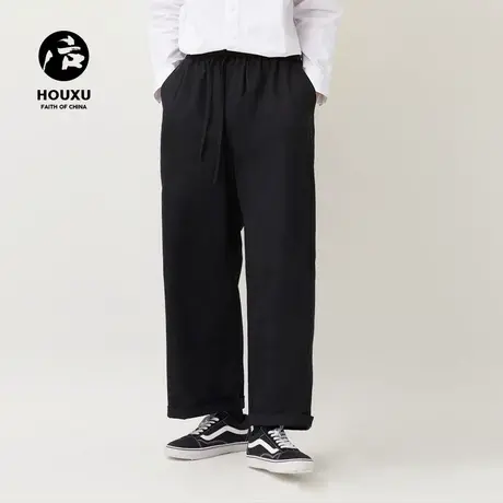 后序黑色直筒裤男宽松直筒垂感日系复古休闲工装裤男坠感阔腿裤男图片