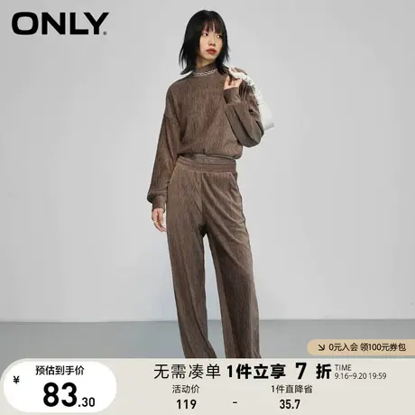ONLY奥莱时尚潮流休闲宽松肌理感半高领套头短款卫衣女商品大图