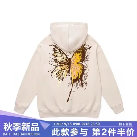 新款重磅情侣卫衣爆裂蝴蝶炸街国潮美式高级感小众连帽全棉帽衫秋商品大图