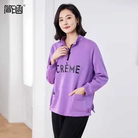 春装新款卫衣时尚洋气宽松显瘦减龄遮肚子T恤上衣商品大图