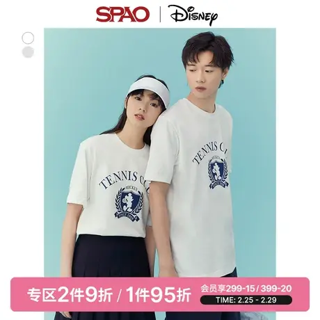 SPAO迪士尼联名春季男女同款高飞米奇印花圆领T恤SPRLD24D01图片