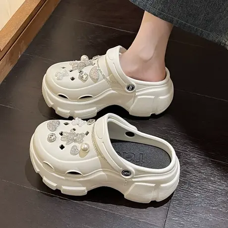 包头拖鞋洞洞鞋女夏2024新款时尚百搭透气增高厚底防滑外穿女凉鞋商品大图