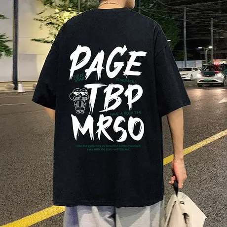 美式复古高街短袖t恤男夏季oversize潮牌情侣设计感纯棉小众半袖图片