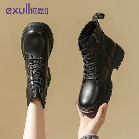 依思Q保暖棉鞋2023冬季加绒单靴女款厚底靴子短靴女英伦风鞋子商品大图