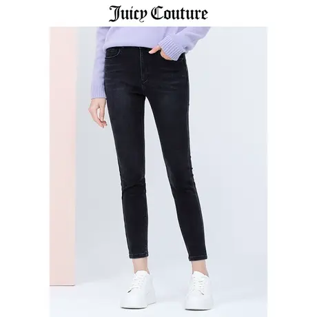 Juicy Couture橘滋春季新款美式牛仔裤窄腿修身裤小脚刺绣休闲裤商品大图