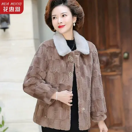 妈妈冬装外套中年上衣短款气质中老年女士秋冬季洋气仿水貂绒毛呢商品大图