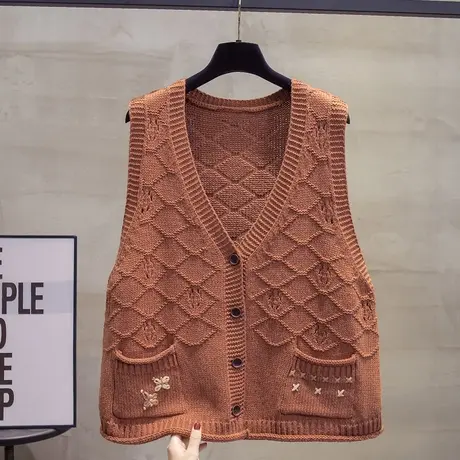 v领针织开衫马甲背心女2023秋装新款宽松外穿马夹外搭毛衣坎肩潮商品大图