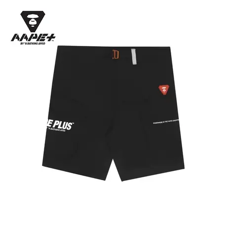 AAPE+运动男装春夏猿颜徽章字母印花拼接腰带装饰潮流短裤6879XXI商品大图