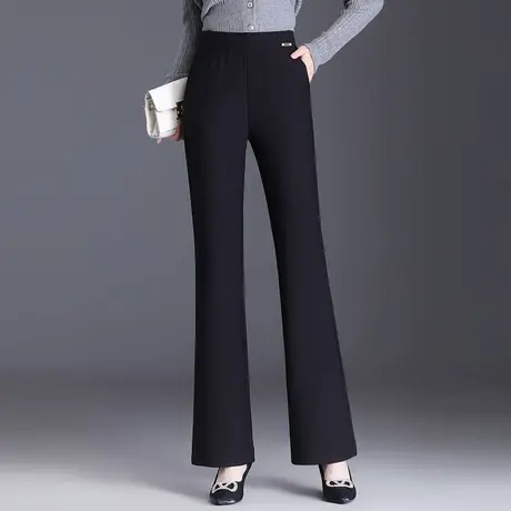 黑色直筒微喇裤女秋季2023新款高腰坠感长裤职业裤显瘦气质喇叭裤商品大图