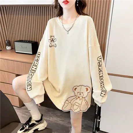 华夫格卫衣女春秋季韩版宽松设计感小众中长款早春薄款上衣服外套商品大图