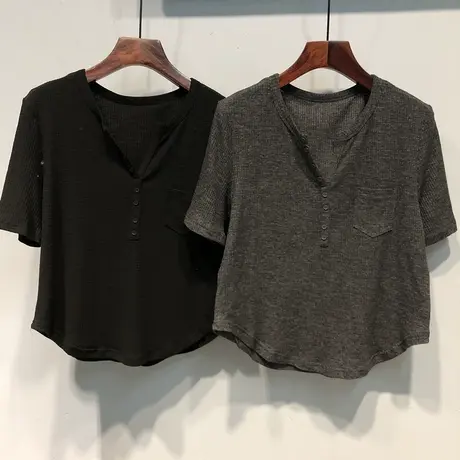 韩系港风短袖T恤女2023年新款夏季百搭修身显瘦短款打底小衫上衣商品大图