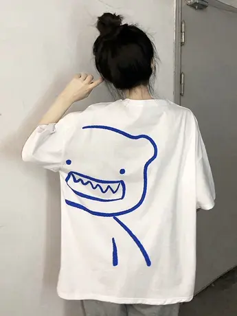 白色纯棉短袖t恤女2022新款夏季大码宽松显瘦小众设计感半袖上衣图片