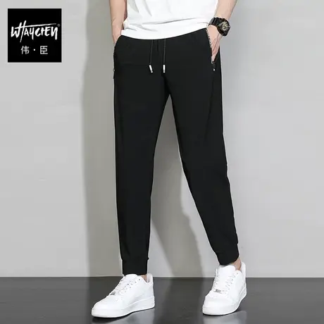 伟臣潮牌大码男装秋季新品冰丝休闲长裤男胖子加肥加大宽松休闲裤商品大图
