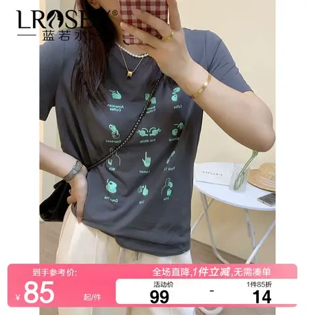 大码女装设计感小众印花T恤2024夏季新款胖MM宽松显瘦美式上衣ins商品大图