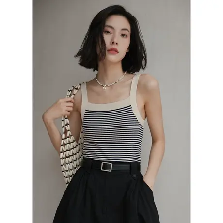 弥古条纹针织吊带背心外穿无袖打底内搭女显瘦气质上衣夏季高级感图片