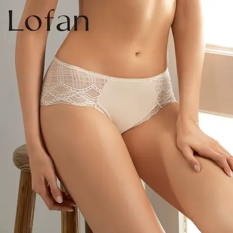 Lofan舒适中腰包臀三角内裤侧臀蕾丝性感透气内裤女5153商品大图