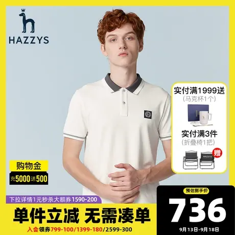 Hazzys哈吉斯夏季新款男装上衣男士短袖T恤韩版宽松男T休闲POLO衫图片