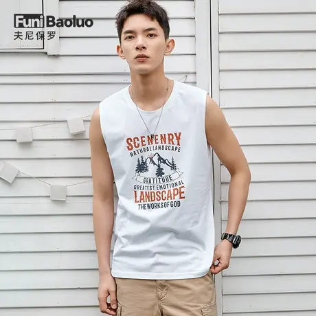 男士运动背心无袖外穿大码透气坎肩跨栏健身青少年纯棉上衣夏季潮商品大图