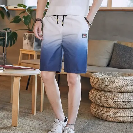 男士渐变短裤夏季薄款韩版潮流外穿运动五分裤2023新款短裤沙滩裤商品大图