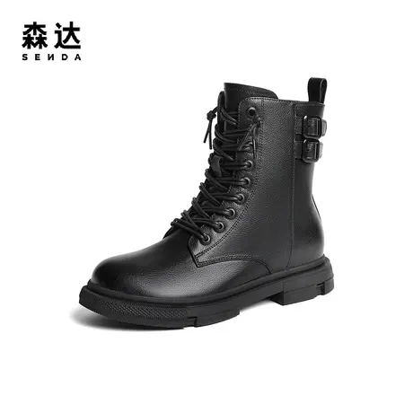 森达马丁靴女冬季商场同款欧美机车风气质时尚真皮短靴SXV01DD3图片