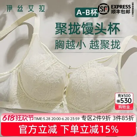 伊丝艾拉小胸聚拢显大内衣女纯欲风蕾丝无钢圈收副乳调整型文胸新图片