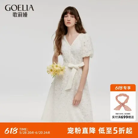 首降5折|前后两穿|歌莉娅蕾丝连衣裙女2024夏时尚设计感泡泡袖裙图片