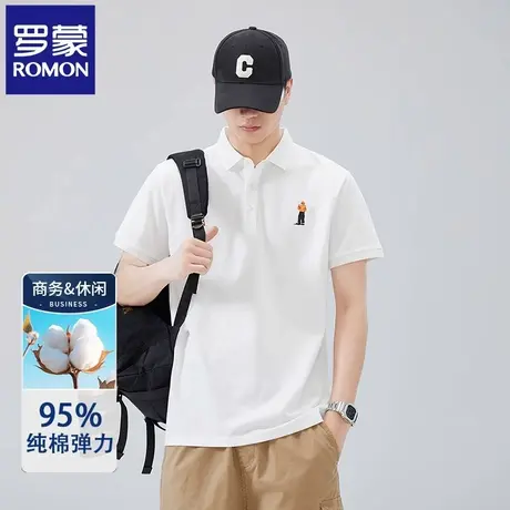 罗蒙纯色短袖POLO衫夏季新款男装翻领休闲百搭透气上衣男款T恤N1Z商品大图