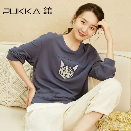 蒲PUKKA 女装棉质卫衣2022秋季新款设计感绣花套头衫女商场同款图片