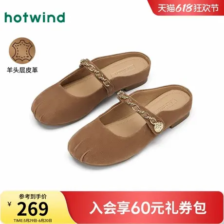 热风复古包头拖鞋女款2025年春季新款休闲外穿凉拖棕色一脚蹬女鞋图片