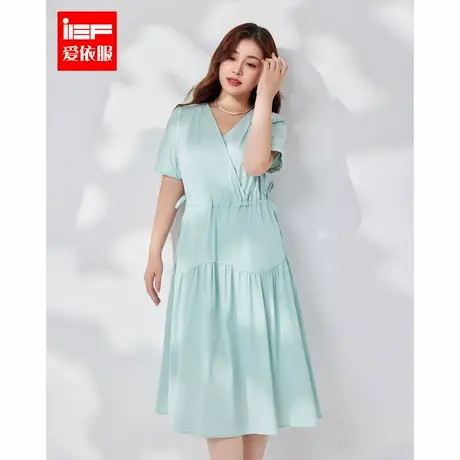 IEF/爱依服大码女装2025夏季新款法式温柔通勤气质显瘦V领连衣裙图片