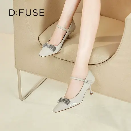 【昕怡粉丝专享】DFuse漆皮方头蝴蝶结玛丽珍单鞋女高跟鞋女商品大图
