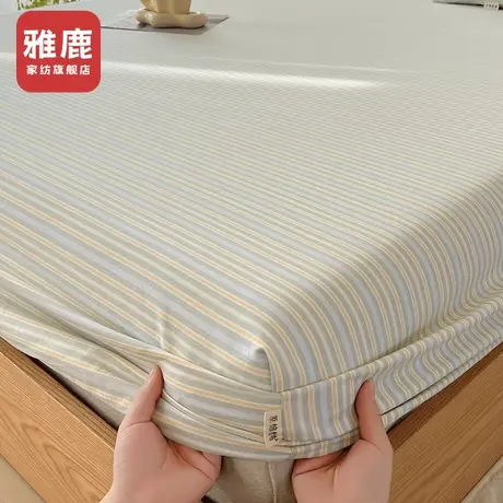 雅鹿纯棉老粗布床笠单件全棉床垫保护罩加厚床单三件套床罩全包商品大图