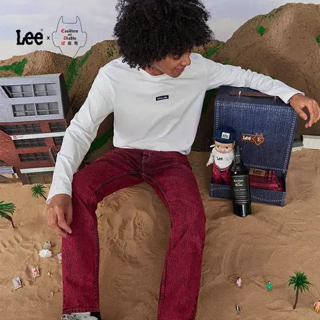 【LeeX红魔鬼】联名魔Lee礼盒23秋冬新品731锥形酒红色男牛仔裤潮图片