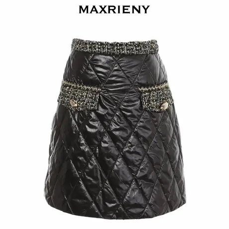 【奥莱】MAXRIENY小香风短裙冬季女半身裙子洋气A字裙商品大图