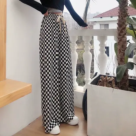 春秋2023年新款高腰垂感休闲卫裤直筒小个子运动裤夏冰丝阔腿裤女商品大图