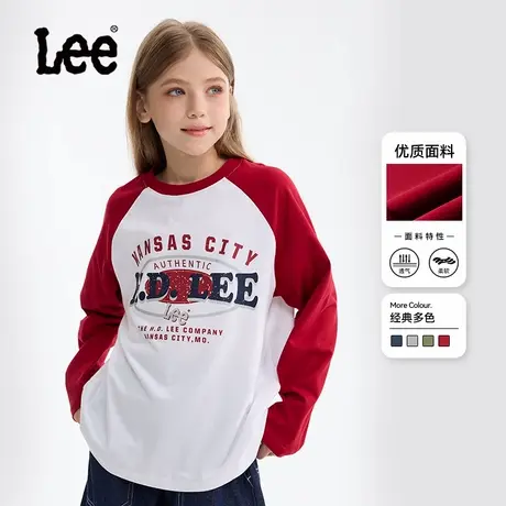 Lee童装女童长袖t恤2025新款女孩美式复古体恤儿童秋季薄款打底衫图片