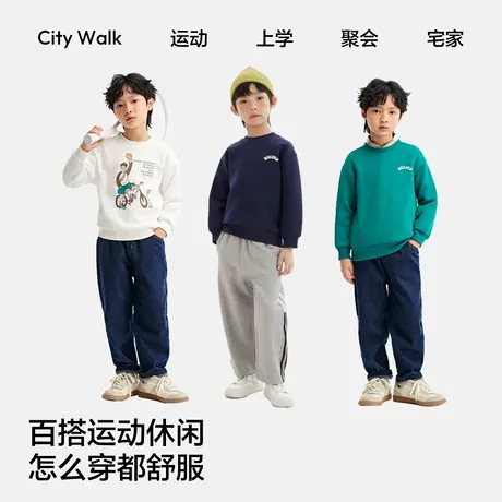【胡可推荐】森马儿童圆领卫衣秋季宽松落肩长袖上衣男童校园运动商品大图