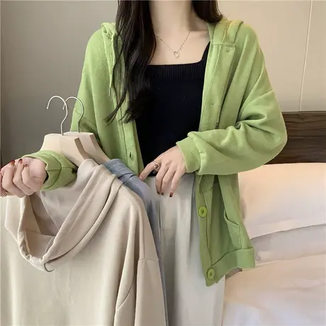 ins超火卫衣女早春秋薄款2022新款韩版宽松百搭开衫连帽上衣外套商品大图