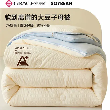 洁丽雅7A抗菌泡泡纱被子四季通用大豆子母被宿舍单人学生春秋冬被商品大图