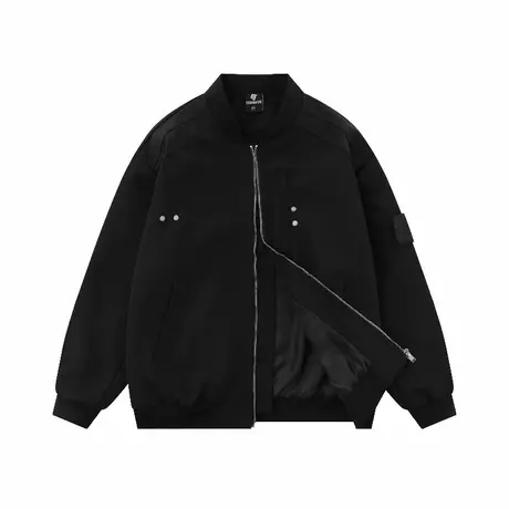 美式潮牌纯色飞行员夹克男士新款休闲cleanfit宽松棒球服工装外套商品大图