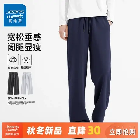 GV真维斯男裤2025新款休闲裤春秋季纯色直筒运动裤男士宽松卫裤A商品大图