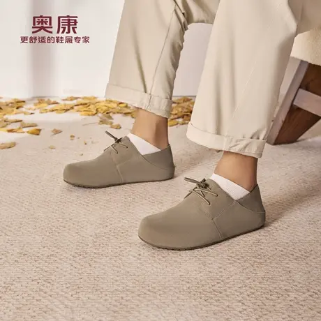 奥康男鞋2025秋季新款休闲勃肯鞋复古系带时尚百搭防滑户外板鞋商品大图