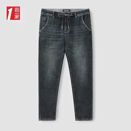 海一家抽绳松紧腰九分裤2023秋季新款时尚青春活力男士牛仔裤商品大图