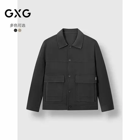 GXG男装 经典立绒双面呢口袋短款羊毛大衣外套 2024冬季品图片